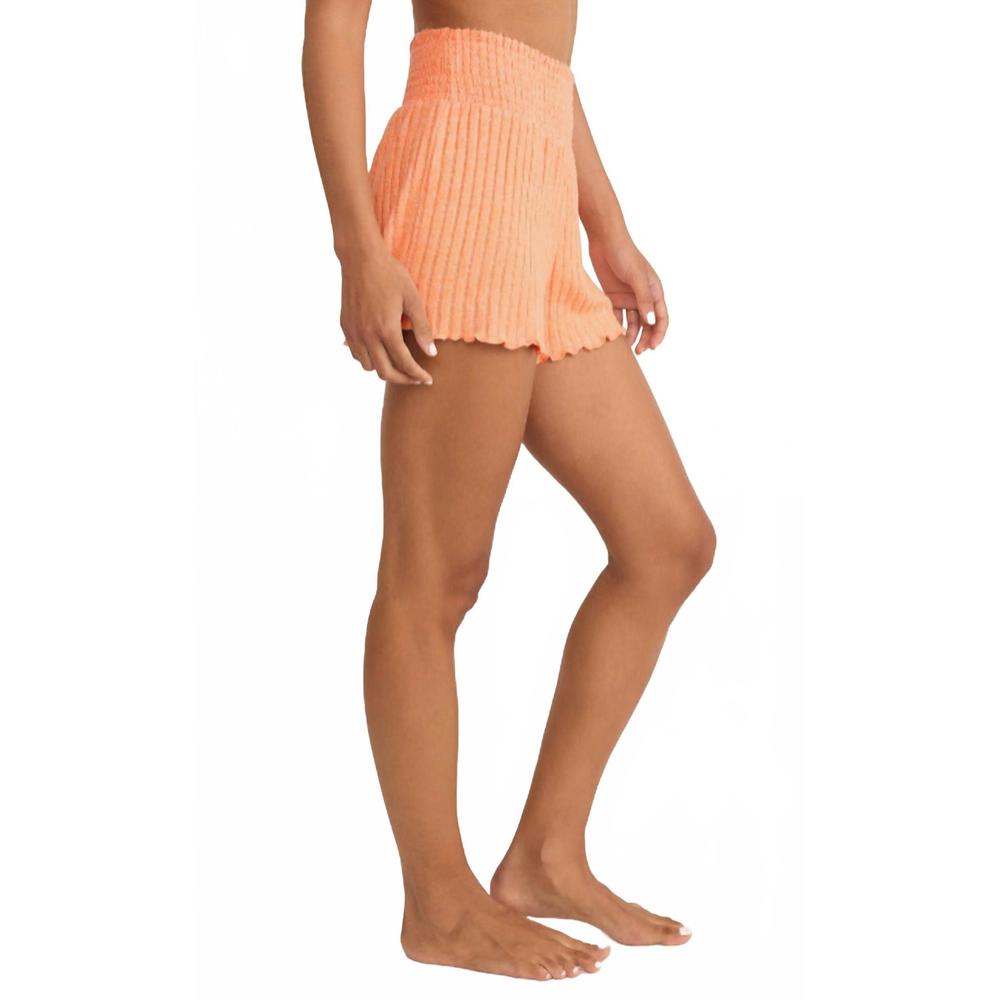Z Supply Ribbed High-Waist Soft Knit Shorts - Peach - Picture 3 of 4